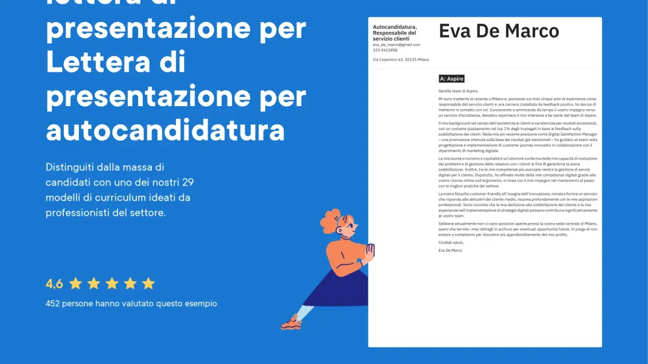 Lettera di presentazione per autocandidatura, con modelli di curriculum ideati da professionisti.