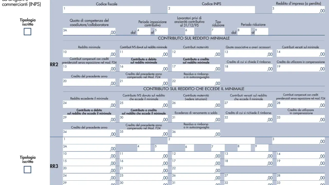 Modello INPS per socio lavoratore srl: riepilogo contributi IVS, maternità e crediti per il socio.