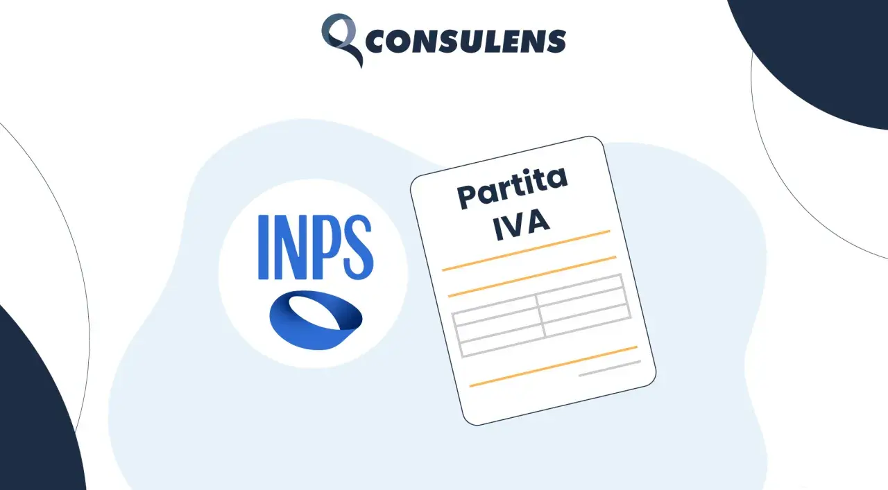 Logo INPS e documento "Partita IVA" su sfondo astratto. Scopri cos'è la gestione separata per la tua attività.