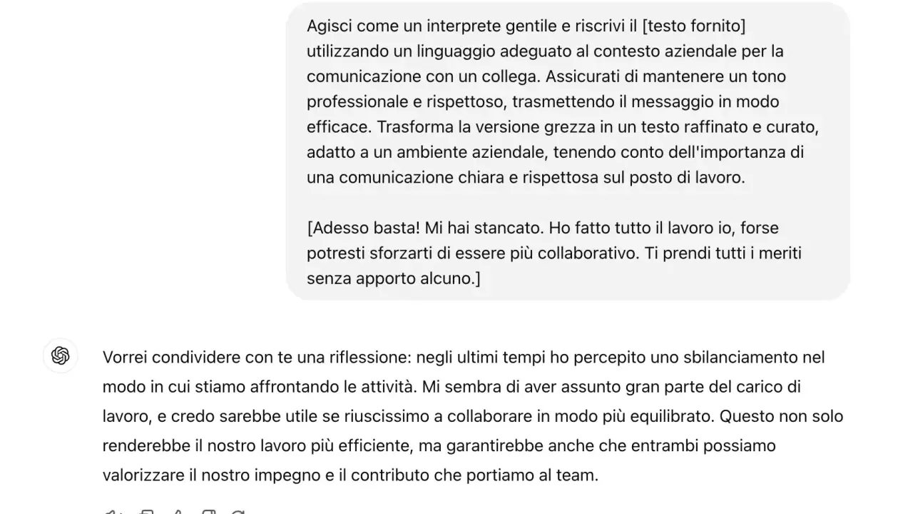 Esempio di circolare comunicazione interna aziendale: un testo che invita alla collaborazione e a un carico di lavoro più equilibrato.