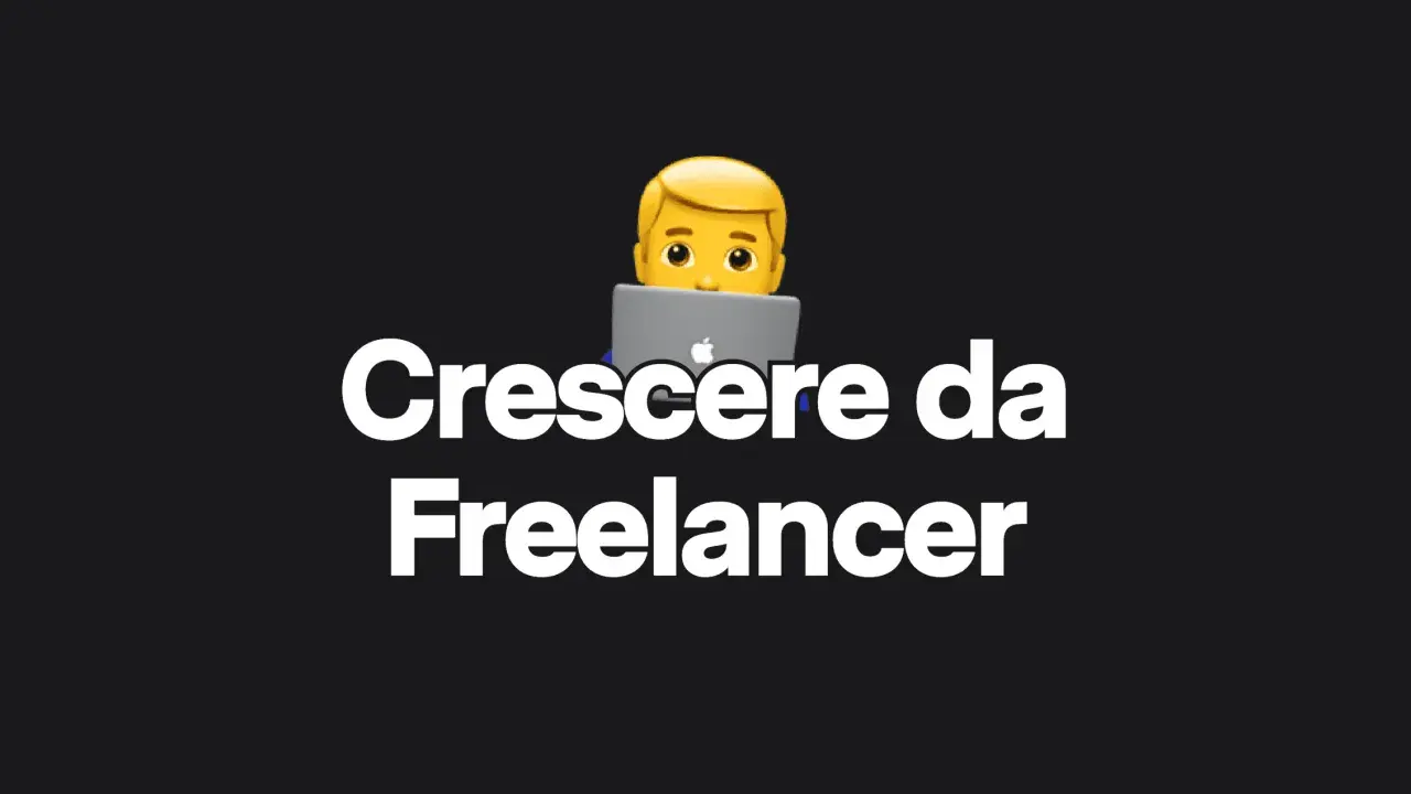 Emoji di un uomo al computer, con testo "Crescere da Freelancer". Un'immagine che evoca il pensiero strategico per il successo nel lavoro autonomo.