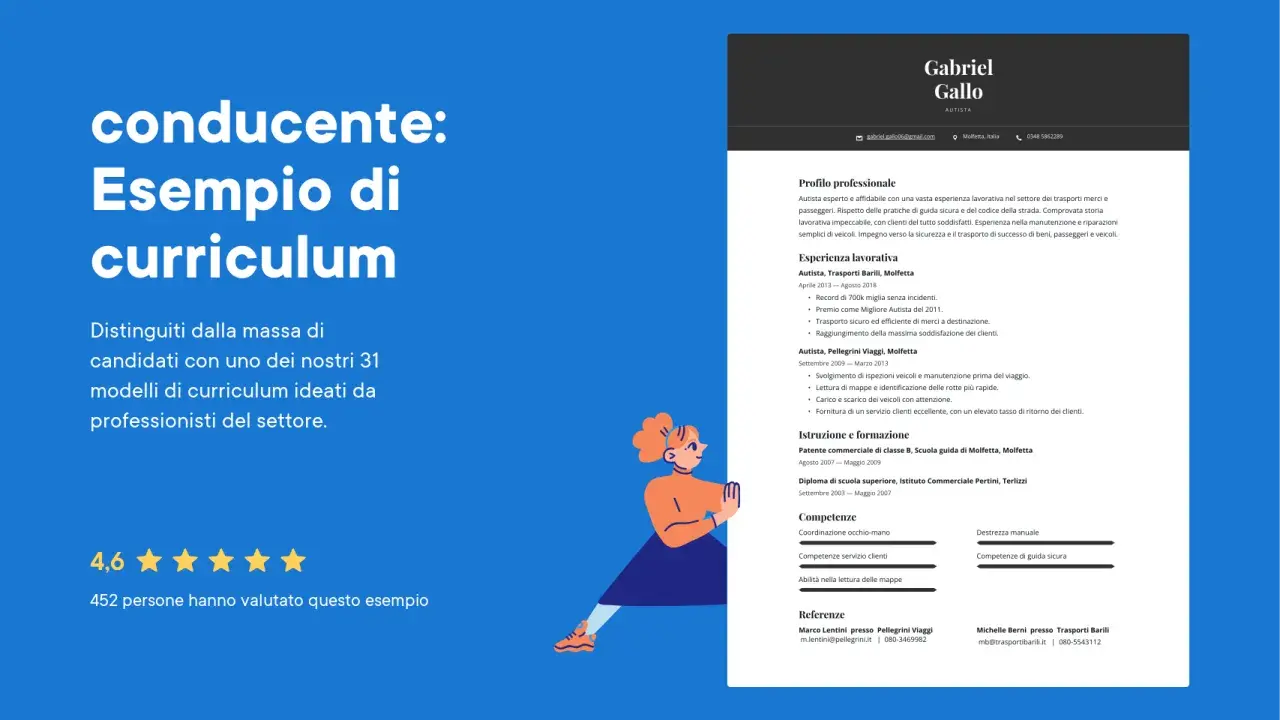 A CV for a driver named Gabriel Gallo, highlighting his experience and skills.