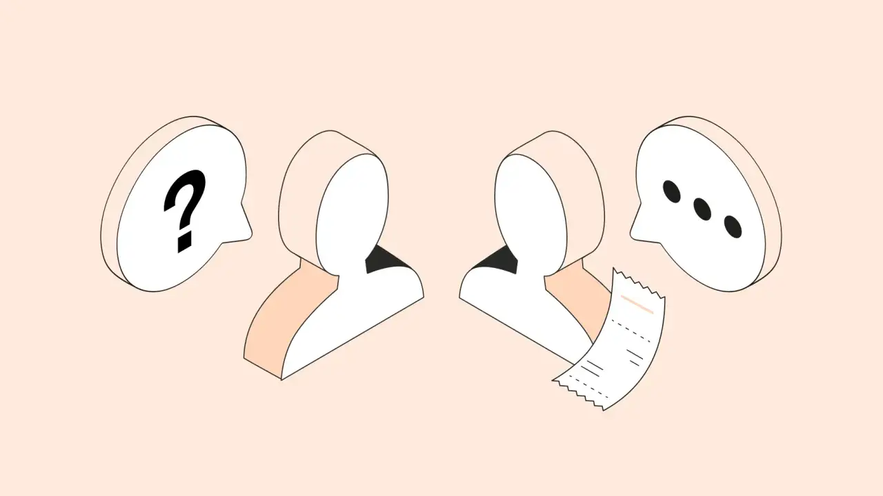 Due figure stilizzate discutono: una con un punto interrogativo, l'altra con uno scontrino. Capire cosa significa deducibile al 100 è fondamentale.
