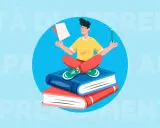 Ragazzo medita su libri, simbolo di crescita e sviluppo delle proprie capacità e competenze.