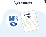 Logo INPS e documento "Partita IVA" su sfondo astratto. Scopri cos'è la gestione separata per la tua attività.