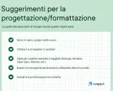 Suggerimenti per la progettazione/formattazione del tuo curriculum: scrivi in nero, usa pochi caratteri, scegli font leggibili, elenca esperienze e includi contatti.