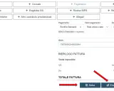 Interfaccia per la gestione di una fattura cartacea regime forfettario, con riepilogo e opzioni di salvataggio o emissione.