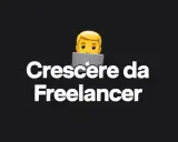 Emoji di un uomo al computer, con testo "Crescere da Freelancer". Un'immagine che evoca il pensiero strategico per il successo nel lavoro autonomo.