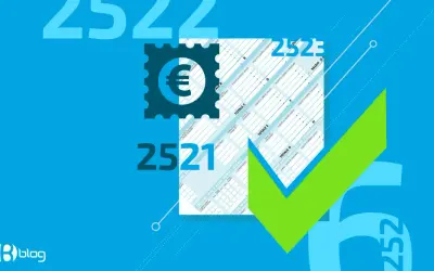 Esempio fattura con marca da bollo. Un segno di spunta verde su un documento fiscale con simbolo euro.