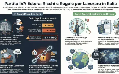 Partita IVA estera e lavoro in Italia: rischi di esterovestizione, costi reali, sanzioni e come operare legalmente all'estero con trasferimento effettivo.