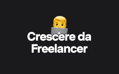 Emoji di un uomo al computer, con testo "Crescere da Freelancer". Un'immagine che evoca il pensiero strategico per il successo nel lavoro autonomo.