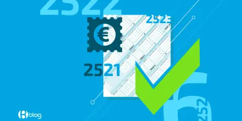 Esempio fattura con marca da bollo. Un segno di spunta verde su un documento fiscale con simbolo euro.
