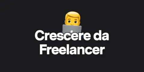 Emoji di un uomo al computer, con testo "Crescere da Freelancer". Un'immagine che evoca il pensiero strategico per il successo nel lavoro autonomo.