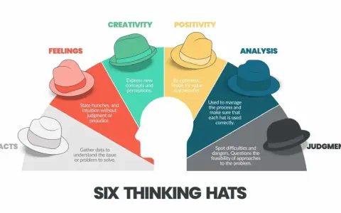 Sei cappelli per pensare: fatti, sentimenti, creatività, positività, analisi e giudizio. Un modo per esplorare cos'è il pensiero laterale.