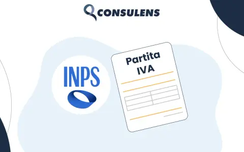 Logo INPS e documento "Partita IVA" su sfondo astratto. Scopri cos'è la gestione separata per la tua attività.