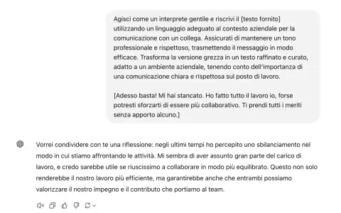 Esempio di circolare comunicazione interna aziendale: un testo che invita alla collaborazione e a un carico di lavoro più equilibrato.