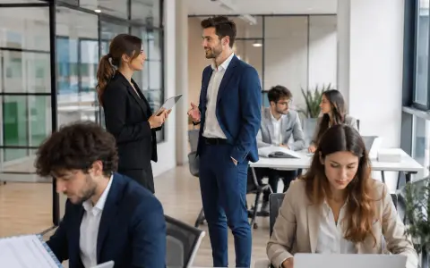 Ufficio moderno con persone che lavorano. La gestione delle risorse umane cosa sono? Il team collabora per il successo.