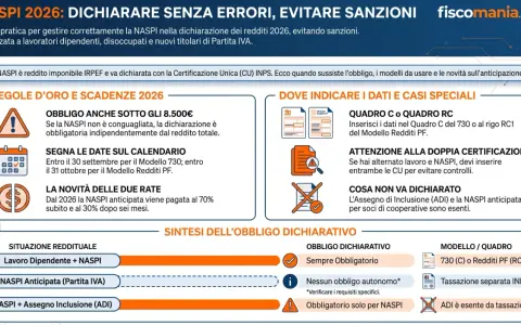Guida su come si calcola la dichiarazione dei redditi per la NASPI 2026. Regole, scadenze e dove indicare i dati per evitare sanzioni.