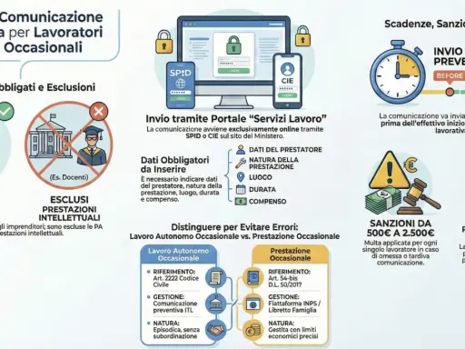 Guida alla comunicazione preventiva per lavoratori autonomi occasionali: le prestazioni occasionali vanno dichiarate prima dell'inizio.
