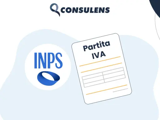 Logo INPS e documento "Partita IVA" su sfondo astratto. Scopri cos'è la gestione separata per la tua attività.