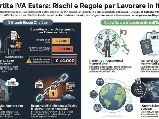 Partita IVA estera e lavoro in Italia: rischi di esterovestizione, costi reali, sanzioni e come operare legalmente all'estero con trasferimento effettivo.