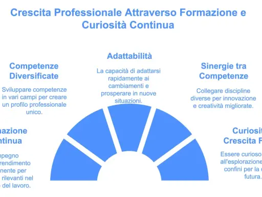 Crescita professionale: competenze diversificate, adattabilità, sinergie, formazione continua e curiosità alimentano il life long learning per un futuro di successo.