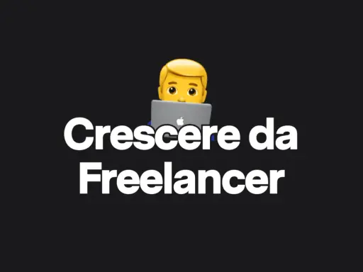 Emoji di un uomo al computer, con testo "Crescere da Freelancer". Un'immagine che evoca il pensiero strategico per il successo nel lavoro autonomo.