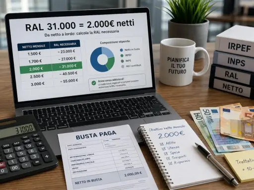 Calcolo RAL per 2.000€ netti mensili, con busta paga, calcolatrice e foglio spese. Il costo del personale è analizzato per pianificare il futuro.