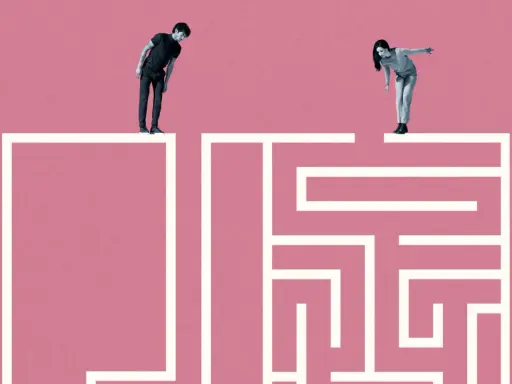 Uomo e donna ai bordi di un labirinto, che simboleggia il gender gap significato.