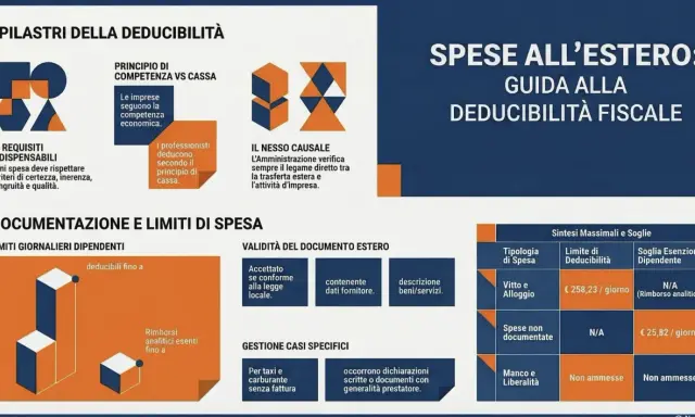 Guida alla deducibilità fiscale delle spese all'estero: principi, requisiti, documentazione e limiti.