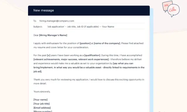 Esempio di testo mail per invio CV. Modello di email per candidarsi a un'offerta di lavoro, con campi personalizzabili per posizione, qualifiche ed esperienze.
