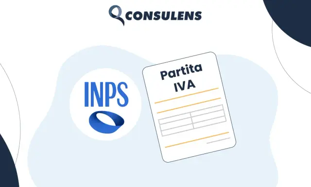 Logo INPS e documento "Partita IVA" su sfondo astratto. Scopri cos'è la gestione separata per la tua attività.