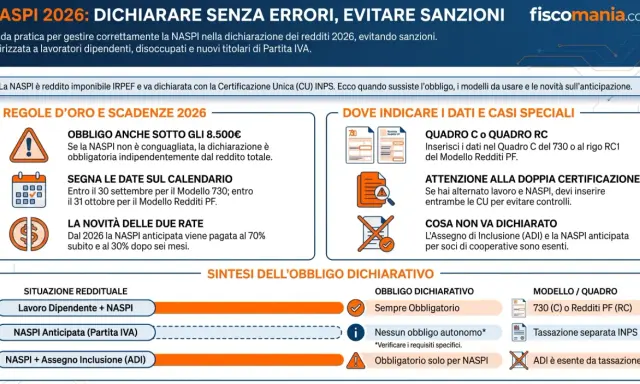 Guida su come si calcola la dichiarazione dei redditi per la NASPI 2026. Regole, scadenze e dove indicare i dati per evitare sanzioni.