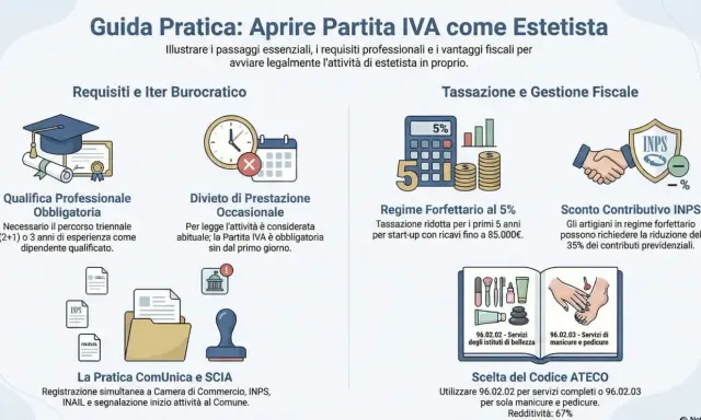 Guida per aprire partita IVA come estetista: requisiti, tassazione e codici ATECO per avviare l'attività.