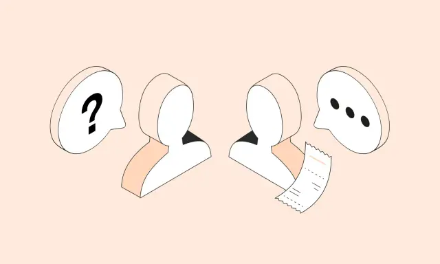 Due figure stilizzate discutono: una con un punto interrogativo, l'altra con uno scontrino. Capire cosa significa deducibile al 100 è fondamentale.
