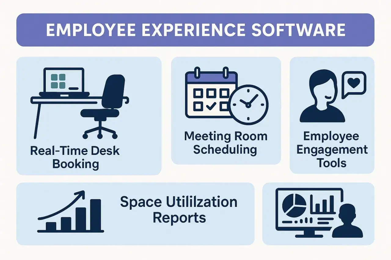 Software per migliorare l'employee experience: prenotazione scrivanie, sale riunioni, engagement e report sull'utilizzo degli spazi.