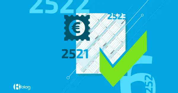 Esempio fattura con marca da bollo. Un segno di spunta verde su un documento fiscale con simbolo euro.